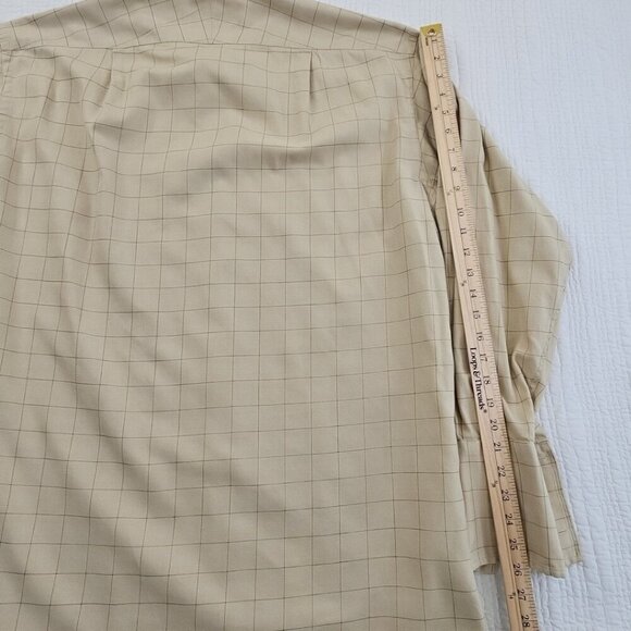 Charles Tyrwhitt French Cuff Shirt Men's 18/37 Tan Windowpane Classic Fit EUC - Picture 11 of 13